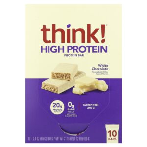 Think ! Barras com Alto Teor de Proteína Chocolate Branco 10 Barras 60 g (21 oz) cada