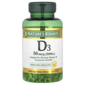 Natures Bounty D3 50 mcg (2.000 UI) 240 Cápsulas Softgel de Liberação Rápida