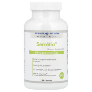 Arthur Andrew Medical Serretia® Serrapeptase Pura 180 Cápsulas (125.000 SPU por Cápsula)