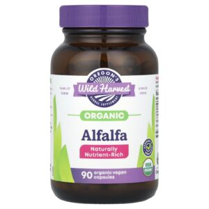 Oregons Wild Harvest Alfafa Orgânica 90 Cápsulas Veganas Orgânicas (400 mg por Cápsula)