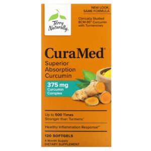 Terry Naturally CuraMed Curcumina de Absorção Superior 375 mg 120 Cápsulas Softgel