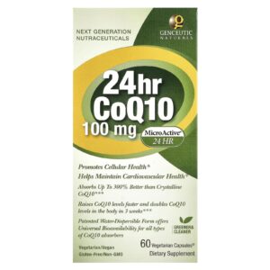 Genceutic Naturals CoQ10 de 24 horas 100 mg 60 Vegetarian Capsules®