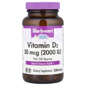 Bluebonnet Nutrition Vitamina D3 50 mcg (2.000 UI) 250 Cápsulas Softgel