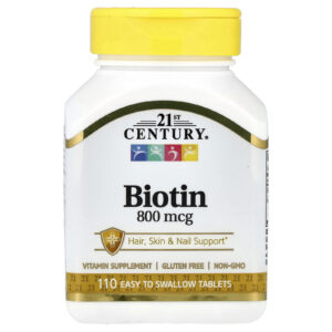 21st Century Biotina 800 mcg 110 Comprimidos Fáceis de Engolir