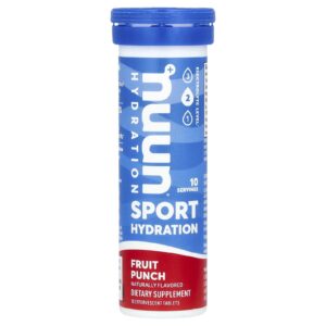 Nuun Sport Hydration Bebida Efervescente de Eletrólitos Ponche de Frutas 10 Comprimidos