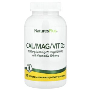 NaturesPlus Cal/Mag/Vit D3 com Vitamina K2 180 Comprimidos