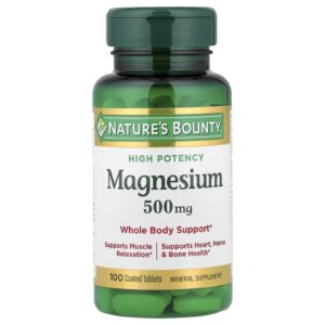 Natures Bounty Magnésio Alta Potência 500 mg 100 Comprimidos Revestidos