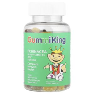 GummiKing Echinacea com Vitamina C + Zinco para Crianças Morango Laranja Limão Uva Cereja e Toranja 60 Gomas