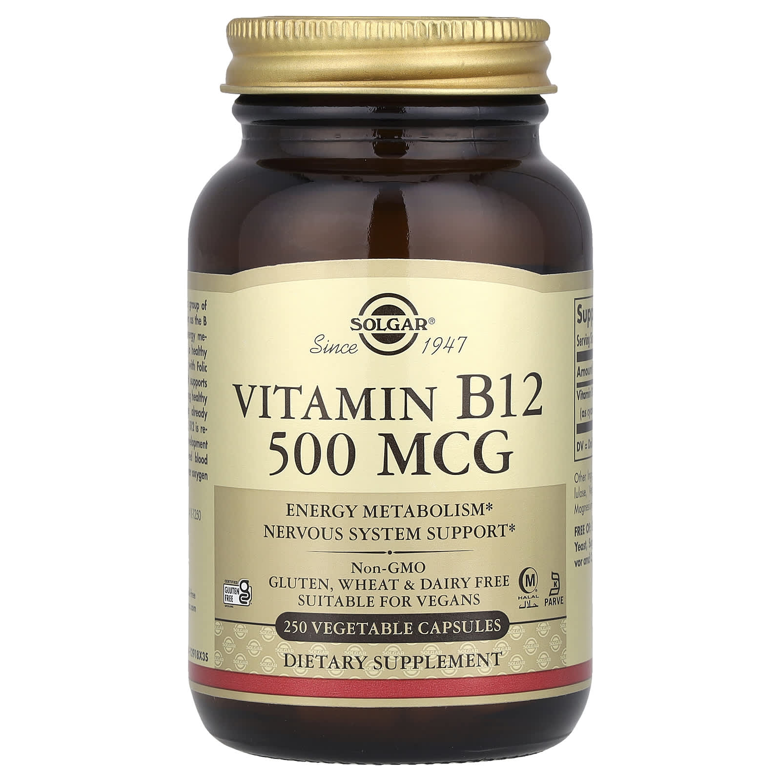 Solgar Vitamina B12 500 mcg 250 Cápsulas Vegetais