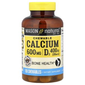 Mason Natural Cálcio mastigável + D3 Sabor Café Mocha 600 mg 100 Mastigáveis