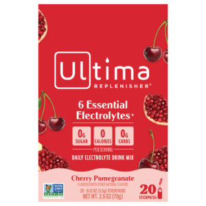 Ultima Replenisher Mistura de Eletrólitos Cereja e Romã 20 Stick-Packs 34 g (012 oz) Cada