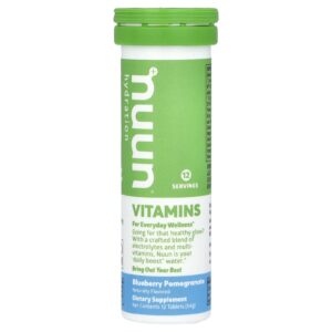 Nuun Hidratação Vitaminas Bebida Efervescente Mirtilo e Romã 12 Comprimidos