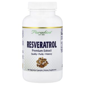 Paradise Herbs Extrato de Resveratrol 180 Cápsulas Vegetarianas (100 mg por Cápsula)