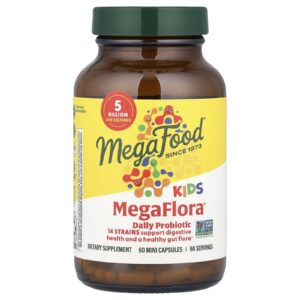 MegaFood Kids MegaFlora™ Probiótico Diário 5 Bilhões de UFCs 60 Minicápsulas