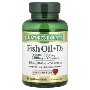 Natures Bounty Óleo de Peixe + D3 90 Cápsulas Gelatinosas de Liberação Rápida