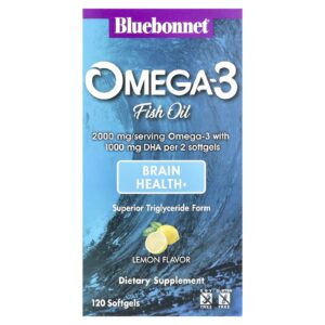 Bluebonnet Nutrition Óleo de Peixe Ômega-3 Limão 120 Cápsulas Softgel