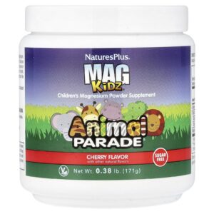 NaturesPlus Mag Kidz® Animal Parade® Suplemento de Magnésio em Pó para Crianças Cereja 171 g (038 lb)