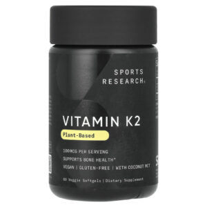 Sports Research Vitamina K2 À Base de Plantas 100 mcg 60 Cápsulas Softgel Vegetais