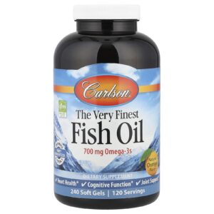 Carlson O mais fino óleo de peixe aroma natural de laranja 350 mg 240 géis macios