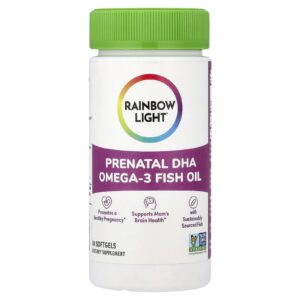 Rainbow Light Óleo de Peixe Ômega-3 DHA Pré-Natal 60 Cápsulas Softgel