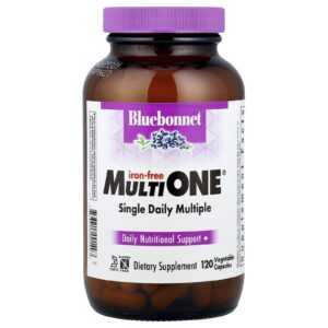Bluebonnet Nutrition MultiONE® Múltiplos Diários Únicos Sem Ferro 120 Cápsulas Vegetais