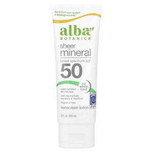Alba Botanica Protetor Solar Sheer Mineral FPS 50 Sem Perfume 89 ml (3 fl oz)