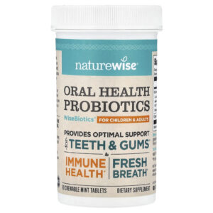 NatureWise Probióticos para a Saúde Bucal Para Crianças e Adultos Sabor Menta 50 Comprimidos Mastigáveis