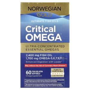 Renew Life Norwegian Gold® Óleos de Peixe Critical Omega™ Ultimate 60 Cápsulas Softgel de Gelatina de Peixe