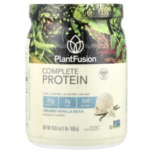 PlantFusion Proteína Completa Grão de Baunilha Cremoso 450 g (1 lb)