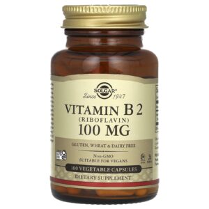 Solgar Vitamina B2 (Riboflavina) 100 mg 100 Cápsulas Vegetais