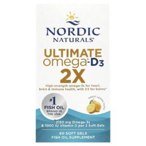 Nordic Naturals Ultimate Omega®-D3 2X Ótimo Limão 60 Cápsulas Softgel