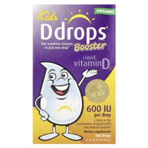 Ddrops Kids Reforço Vitamina D3 Líquida Orgânica 15 mcg (600 UI) 28 ml (009 fl oz)