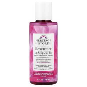 Heritage Store Splash Facial Hidratante Pele Seca a Mista Água de Rosas e Glicerina 118 ml (4 fl oz)