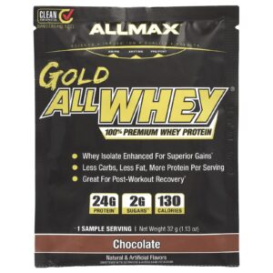 ALLMAX Gold All Whey 100% Proteína Whey Premium Chocolate 32 g (113 oz)
