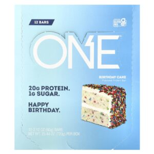 One Brands Barra de Proteínas Bolo de Aniversário 12 Barras 60 g (212 oz) Cada