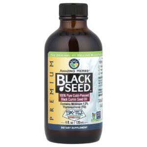 Amazing Herbs Black Seed™ Óleo da Semente de Cominho Preto Prensado a Frio e 100% Puro 120 ml (4 fl oz)
