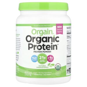 Orgain Proteína em Pó Orgânica À Base de Plantas Natural Sem Açúcar 720 g (159 lb)