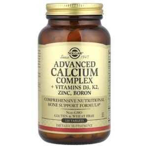 Solgar Complexo Avançado de Cálcio + Vitaminas D3 e K2 Zinco Boro 120 Comprimidos