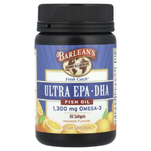 Barleans Fresh Catch® Óleo de Peixe Ultra EPA/DHA Laranja 60 Cápsulas Softgel (650 mg por Cápsula Softgel)