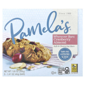Pamelas Products Whenever Bars Aveia Cranberry e Amêndoas 5 Barras 141 oz (40 g) Cada