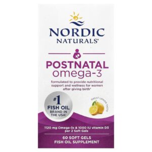Nordic Naturals Ômega-3 Pós-natal Limão 60 Cápsulas Softgel