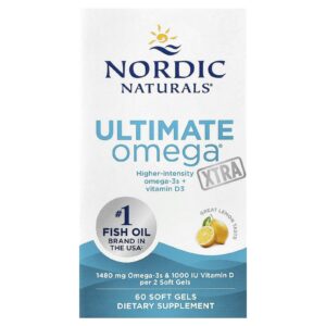 Nordic Naturals Ultimate Omega Xtra Limão 1.480 mg 60 Cápsulas Softgel (740 mg por Cápsula Softgel)
