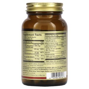 Solgar Bilberry Ginkgo Eyebright Complex Plus Lutein 60 Cápsulas Vegetais