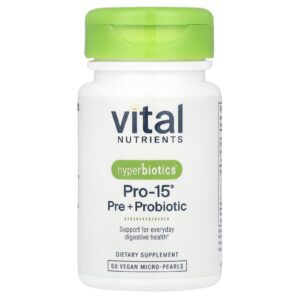 Vital Nutrients Hyperbiotics® PRO-15® Prebiótico + Probiótico 60 Micropérolas Veganas