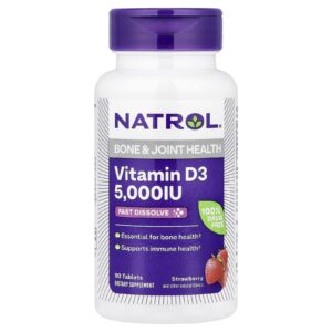 Natrol Vitamina D3 Morango 5.000 UI 90 Comprimidos
