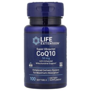 Life Extension Super Ubiquinol CoQ10 com Suporte Mitocondrial Enriquecido 50 mg 100 Cápsulas Softgel
