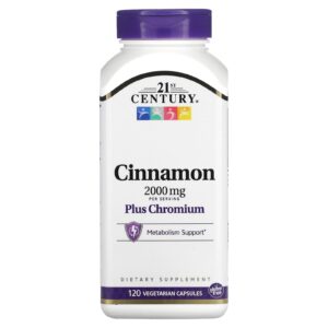 21st Century Canela e Cromo 120 Cápsulas Vegetarianas