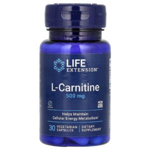Life Extension L-Carnitina 500 mg 30 Cápsulas Vegetais
