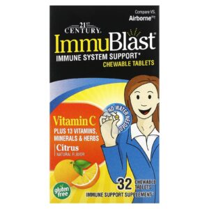 21st Century ImmuBlast Vitamina C Citrus 32 Comprimidos Mastigáveis