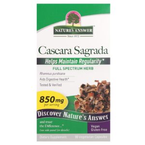 Natures Answer Cáscara Sagrada 90 Cápsulas Vegetarianas (425 mg por Cápsula)